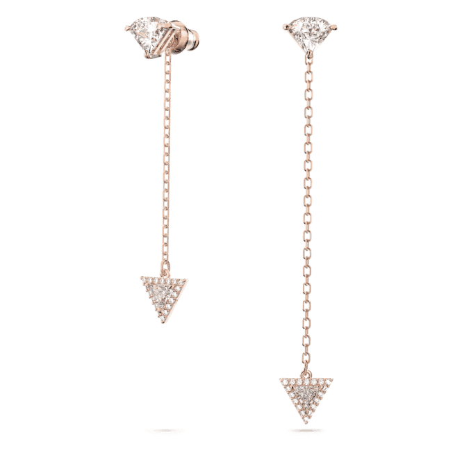 Ortyx Drop Triangle Cut Asymmetric White Rose Gold - tone Plated Earrings 5643729Swarovski5643729