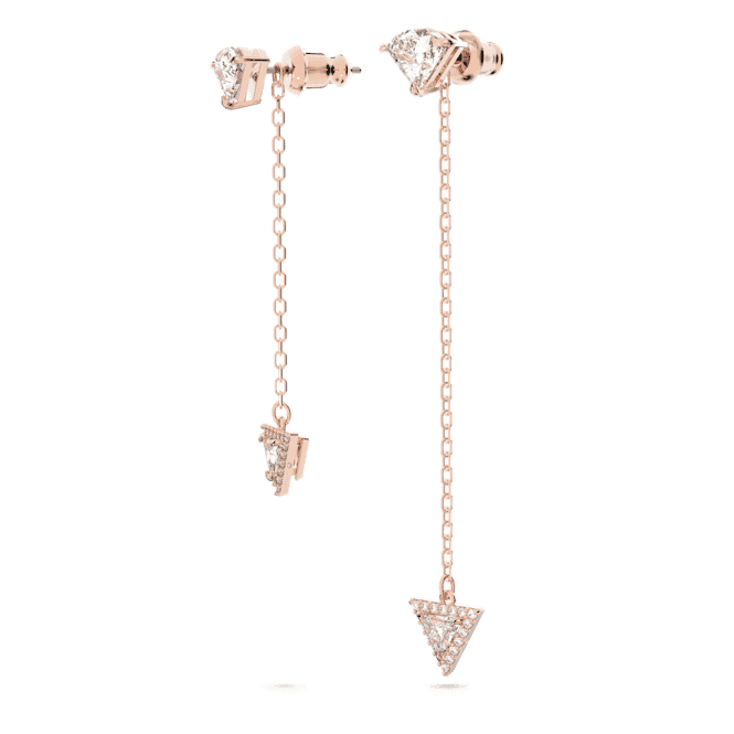 Ortyx Drop Triangle Cut Asymmetric White Rose Gold - tone Plated Earrings 5643729Swarovski5643729