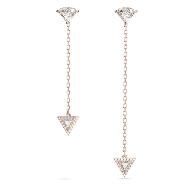 Ortyx Drop Triangle Cut Asymmetric White Rose Gold - tone Plated Earrings 5643729Swarovski5643729