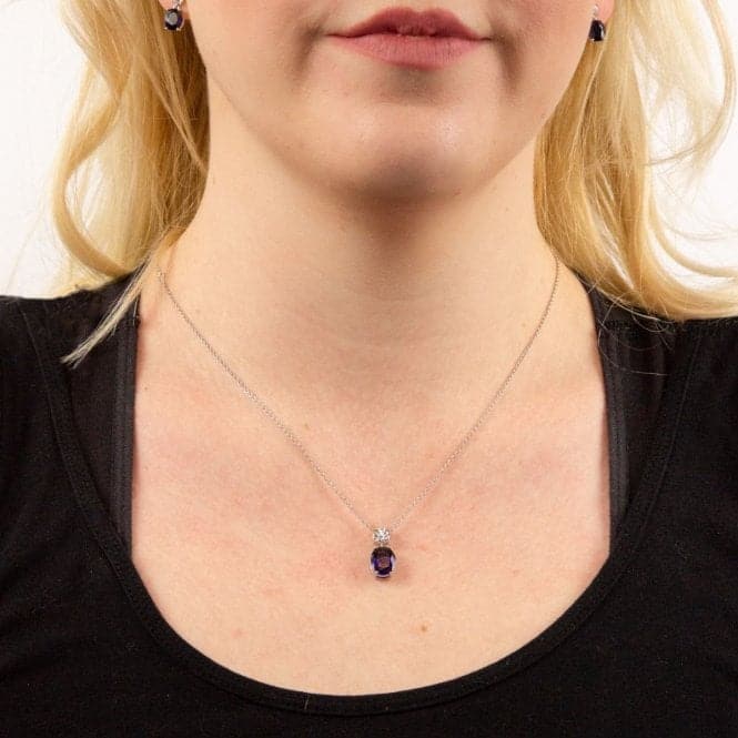 Oval Sapphire Zirconia Drop Pendant P4964DiamonfireP4964