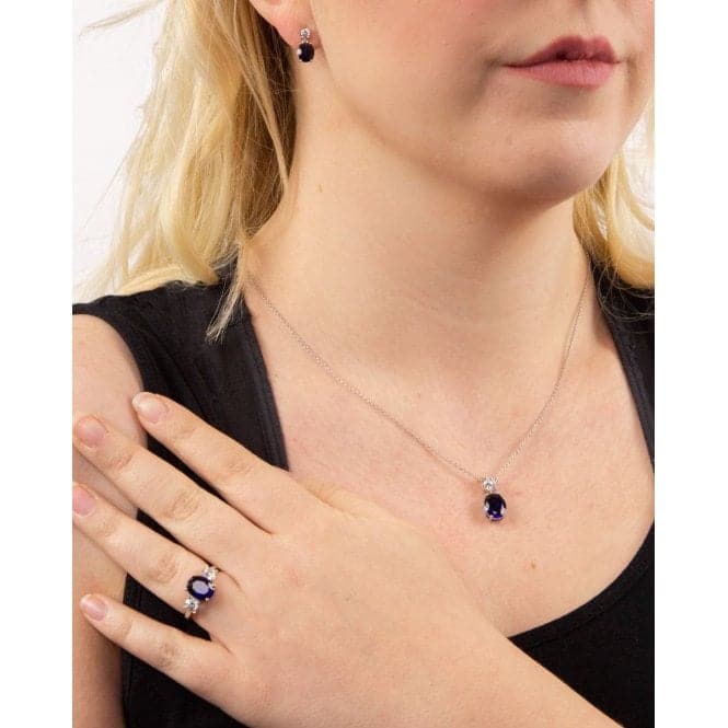 Oval Sapphire Zirconia Drop Pendant P4964DiamonfireP4964