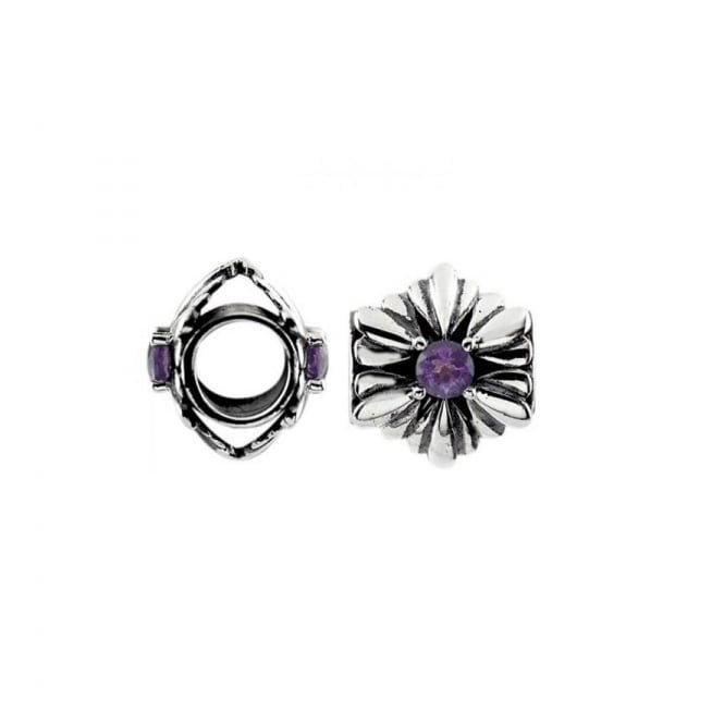 Oxidised Silver & Amethyst Flower Charm S455AStorywheelsS455A