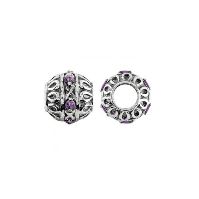 Oxidised Silver &amp; Amethyst Ornate Charm S386AStorywheelsS386A