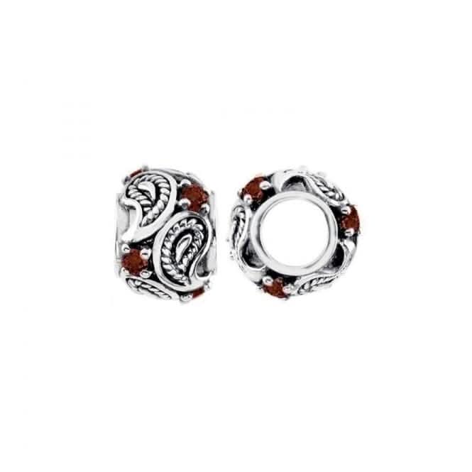 Oxidised Silver &amp; Garnet Wheel Charm S449GStorywheelsS449G