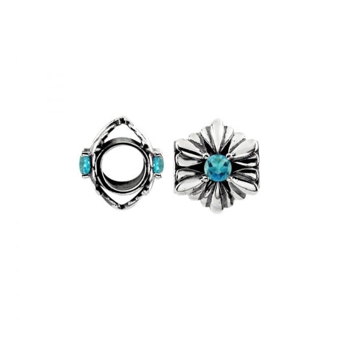 Oxidised Silver & Swiss Blue Topaz Flower Charm S455SWStorywheelsS455SW