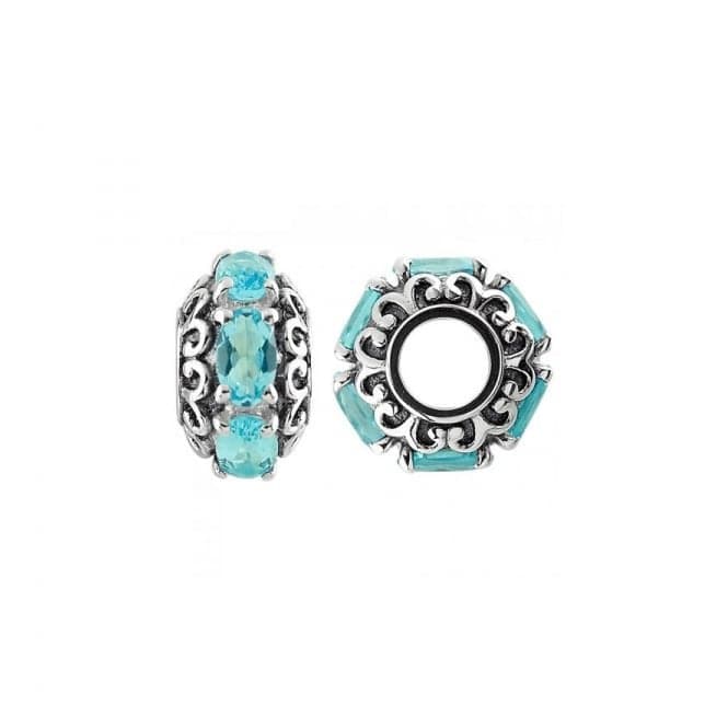 Oxidised Silver & Swiss Blue Topaz Wheel Charm S482SWStorywheelsS482SW