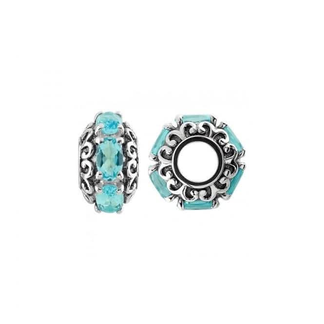 Oxidised Silver &amp; Swiss Blue Topaz Wheel Charm S482SWStorywheelsS482SW