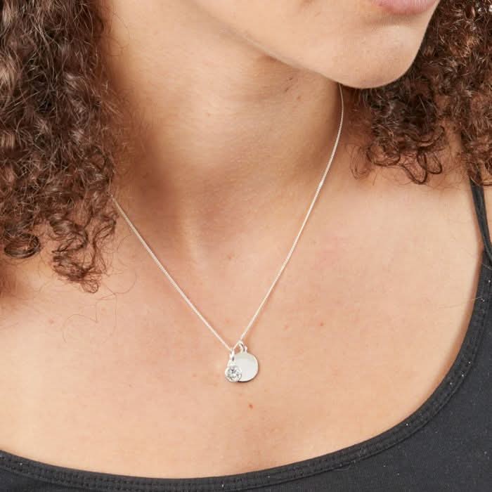 Beginnings Sterling Silver April Birth Stone Pendant P4593