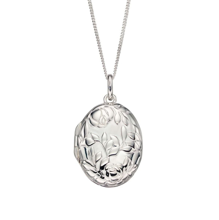 Elements Silver Rose Bush Embossed Locket Pendant P4703