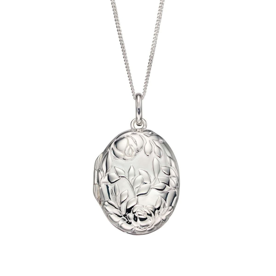 Elements Silver Rose Bush Embossed Locket Pendant P4703