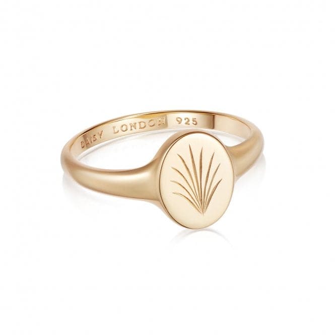 Palm Leaf Signet 18ct Gold Plated Ring WR02_GPDaisyWR02_GP_L