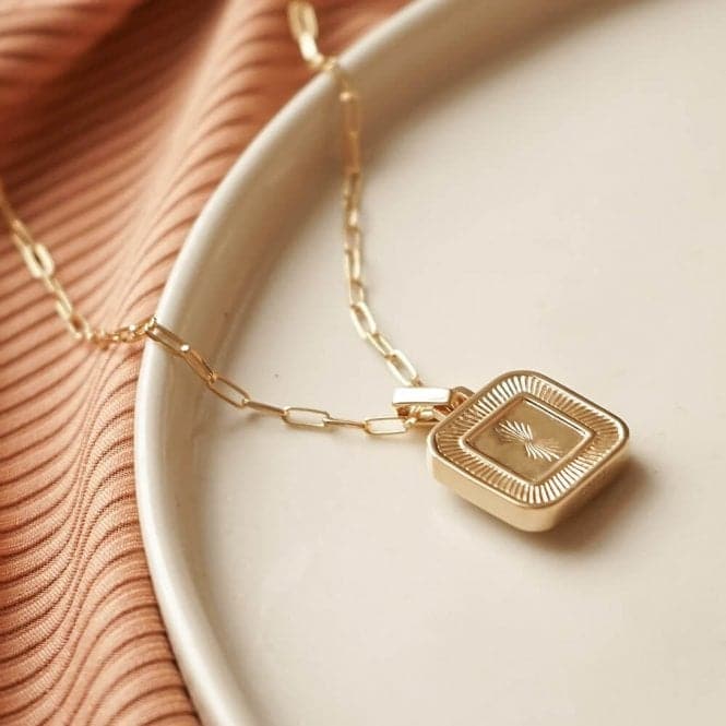 Palm Leaf Square Locket 18ct Gold Plated Necklace LK02_GPDaisyLK02_GP