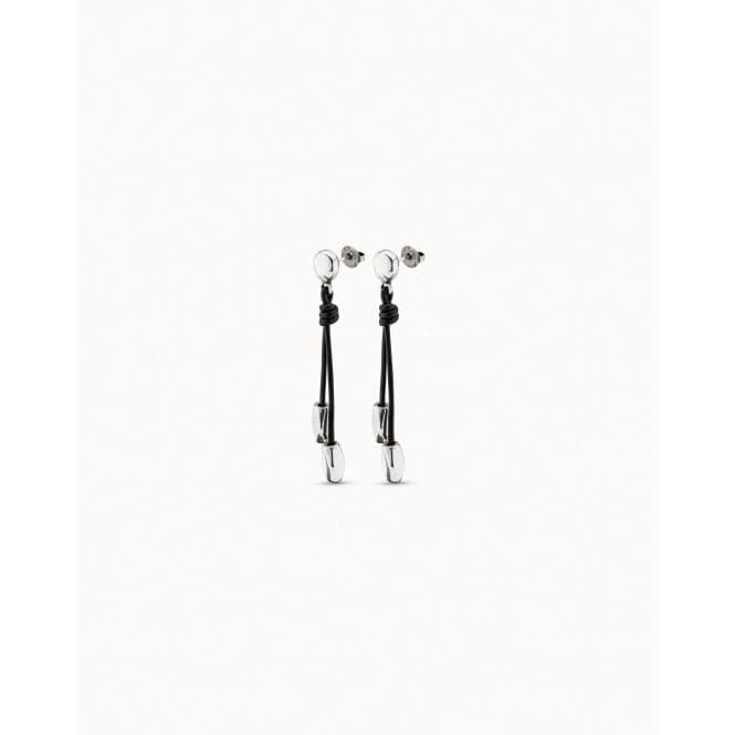 Paths Silver Leather EarringsUNOde50PEN0774MARMTL0U