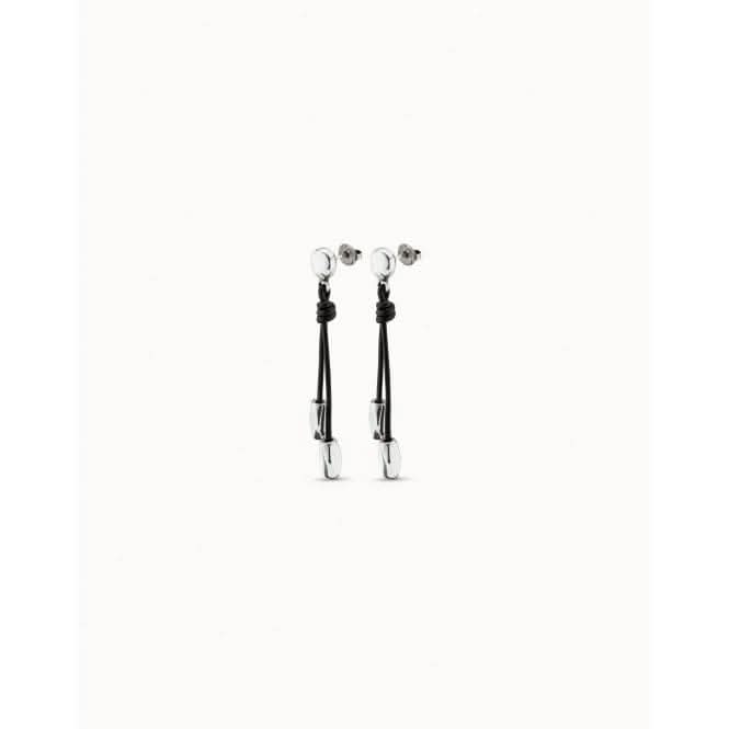 Paths Silver Leather EarringsUNOde50PEN0774MARMTL0U