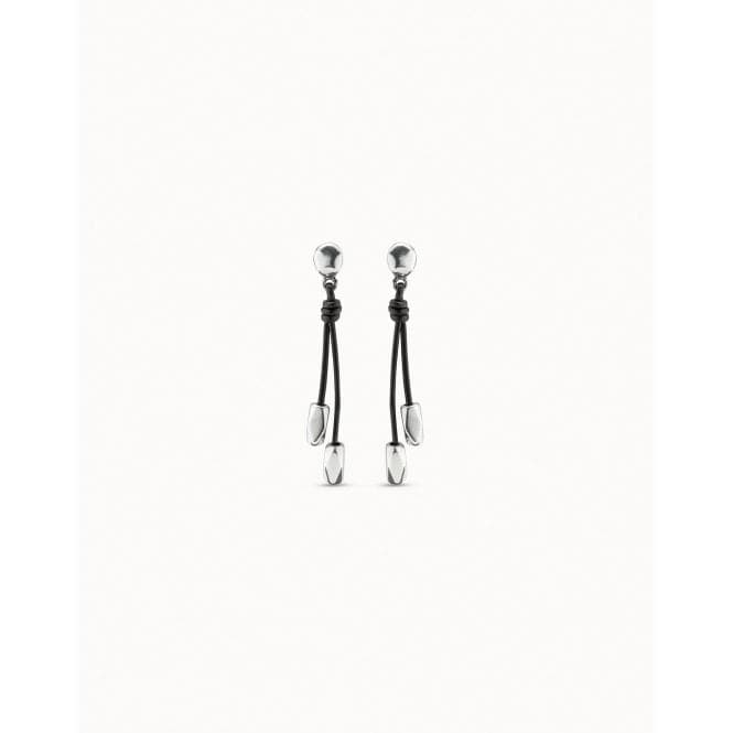 Paths Silver Leather EarringsUNOde50PEN0774MARMTL0U