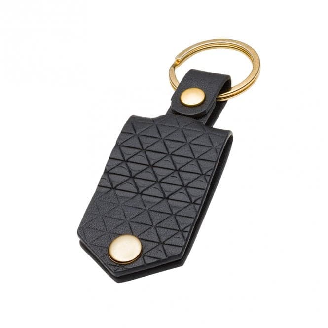 Patterned Black Leather Key Engravable Tag Y2685Fred BennettY2685