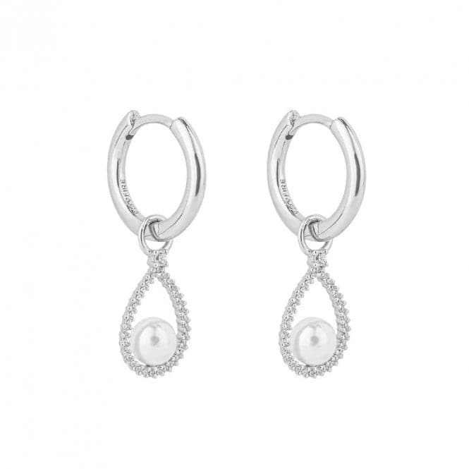 Pave Set Zirconia Teardrop Assembled Shell Pearl Hoop Earrings E6194DiamonfireE6194