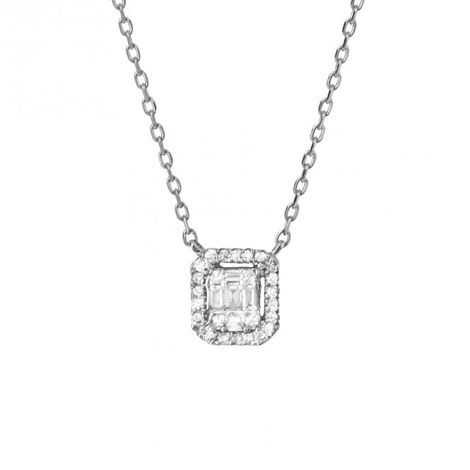 Pave Square Diamond 9ct White Gold Necklace GN385Elements GoldGN385