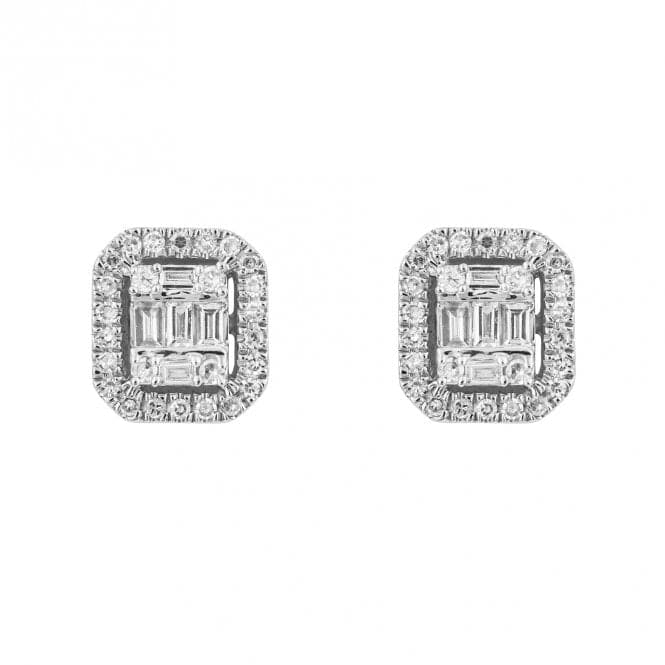 Pave Square Diamond Earrings 9ct White Gold Stud Earrings GE1007Elements GoldGE1007