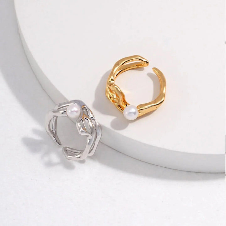 Pearl Ring features a lava design- Adjustable