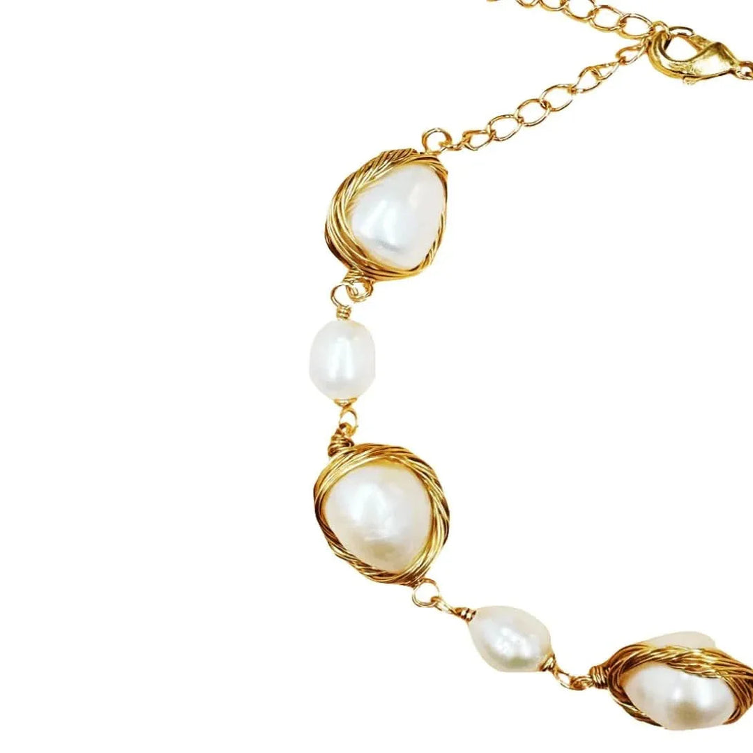 Gold Plated Sliver Pearl Bracelet