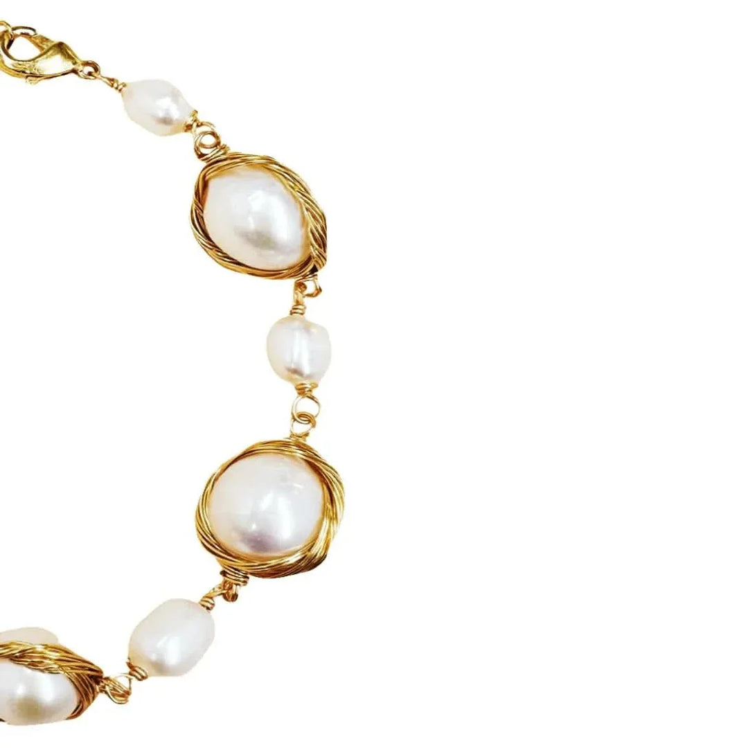 Gold Plated Sliver Pearl Bracelet
