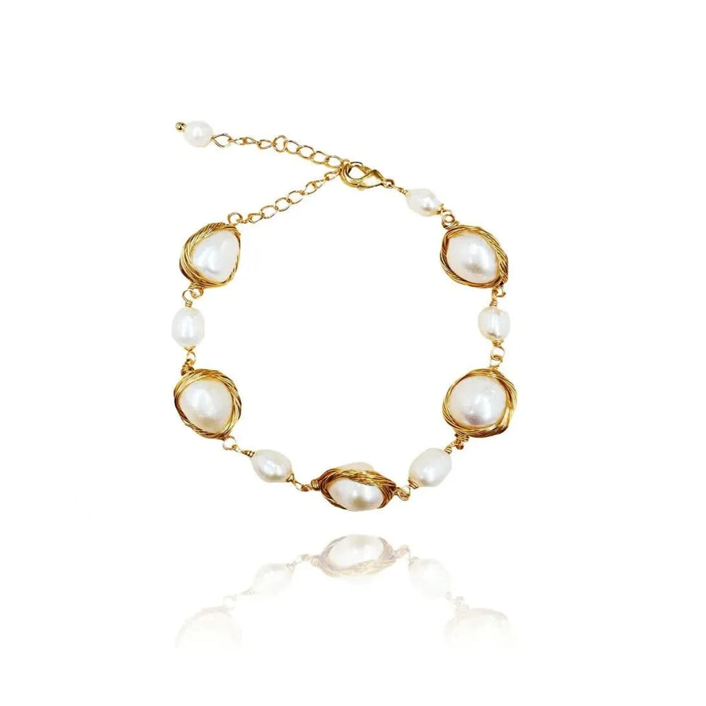 Gold Plated Sliver Pearl Bracelet