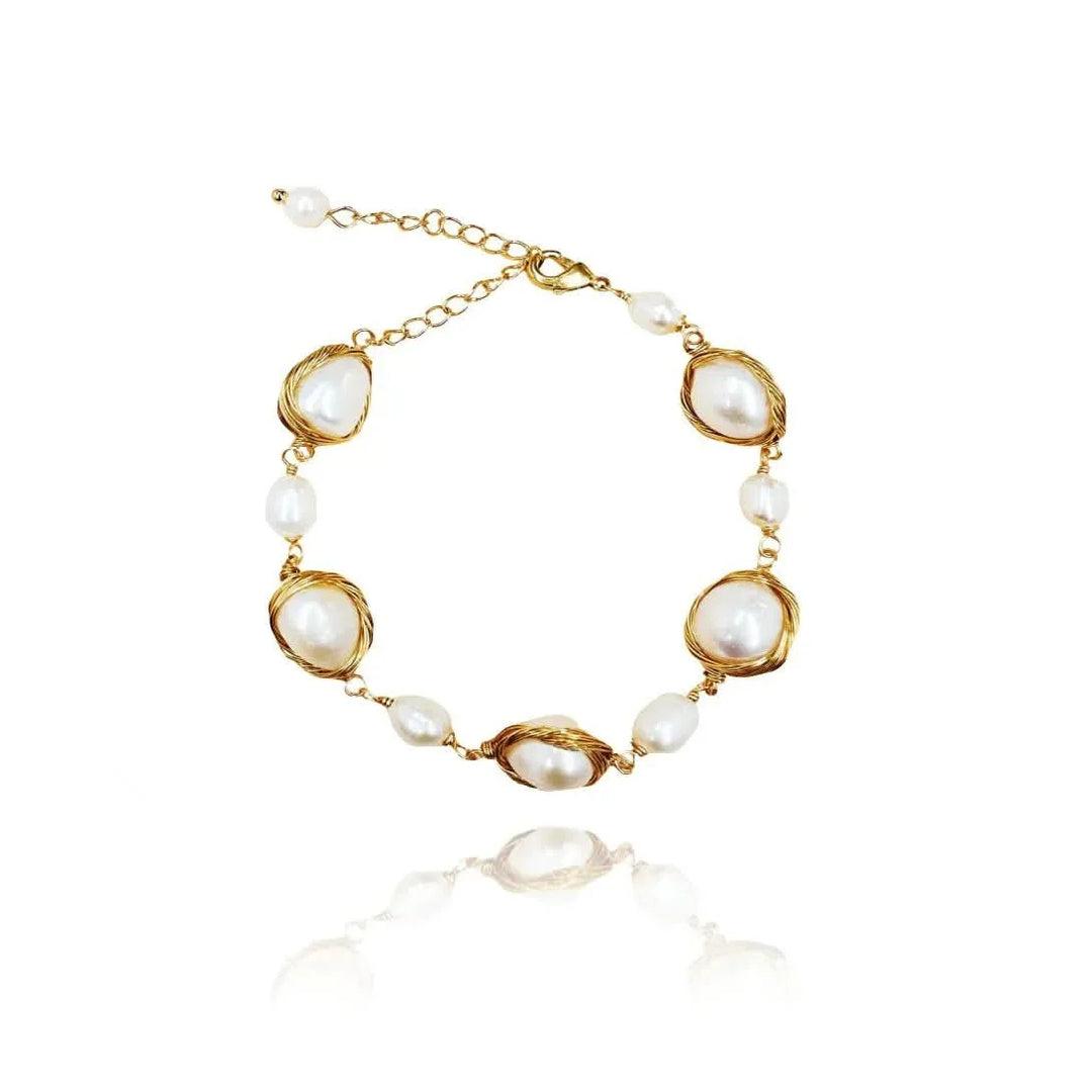 Gold Plated Sliver Pearl Bracelet