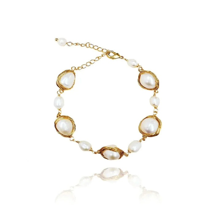 Gold Plated Sliver Pearl Bracelet