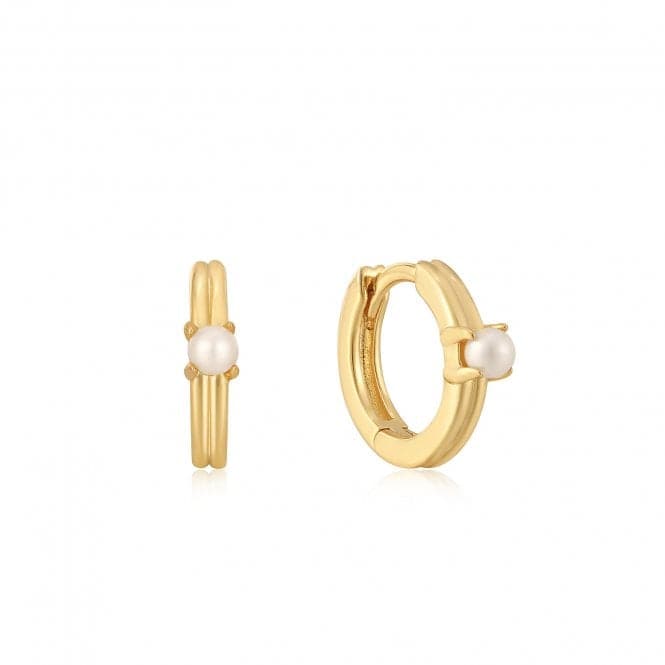 Pearl Cabochon Huggie Hoop Earrings E043 - 03GAnia HaieE043 - 03G