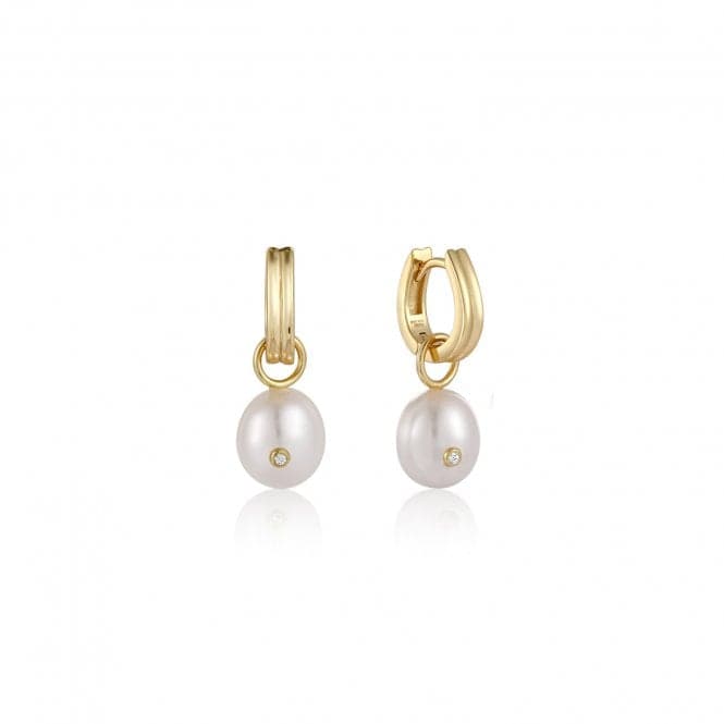 Pearl Drop Sparkle Huggie Hoop Earrings  E043 - 04GAnia HaieE043 - 04G
