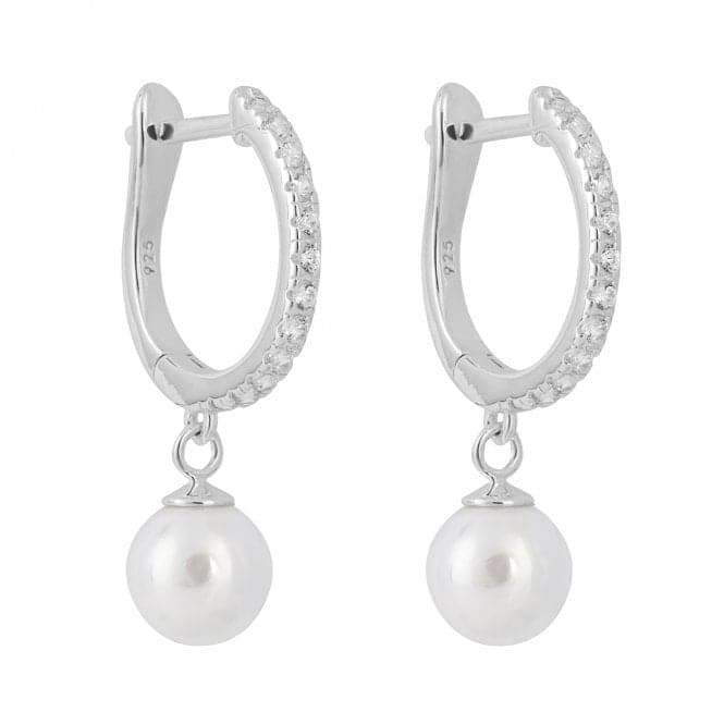 Pearl Pave Hoop Earrings E6234WBeginningsE6234W