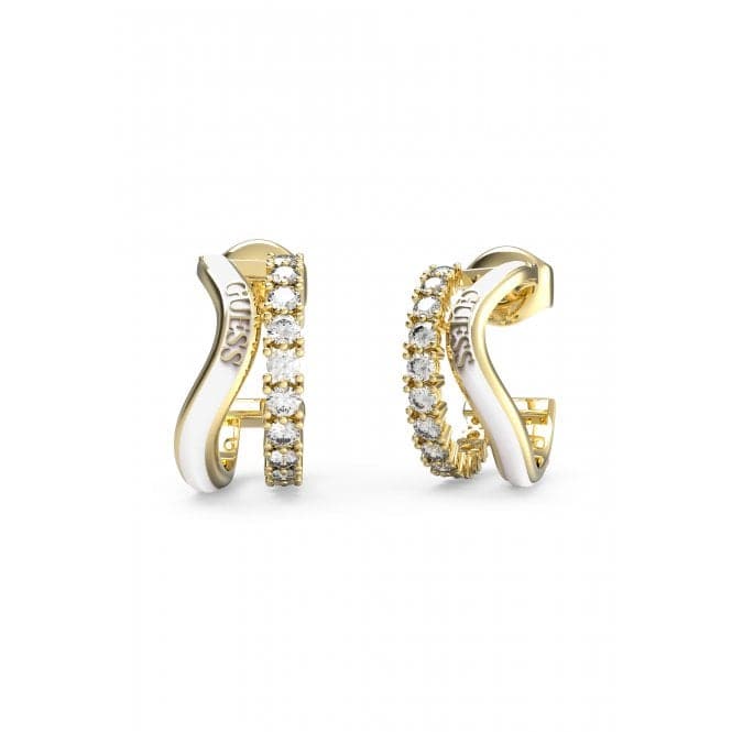 Perfect Liaison 17mm White Double J Gold Earrings UBE03071YGWHGuess JewelleryUBE03071YGWH