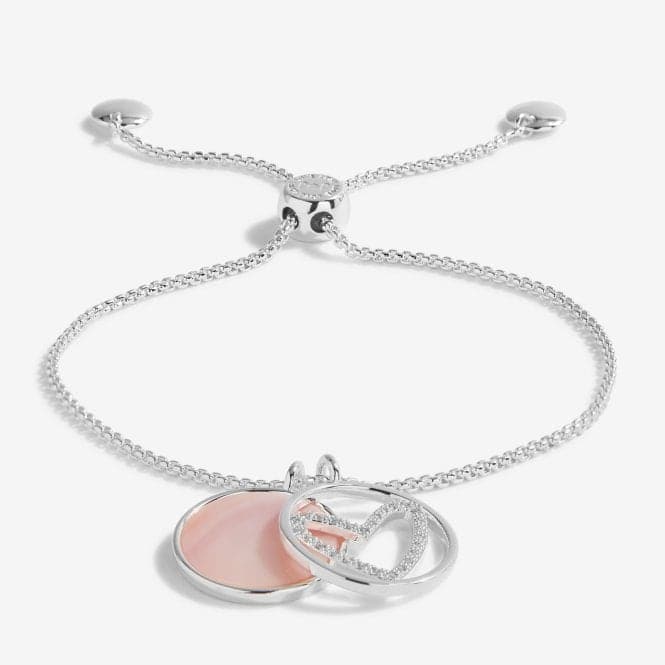 Perla Pink Mother Of Pearl Heart Silver 24.5cm Adjustable Bracelet 5407Joma Jewellery5407