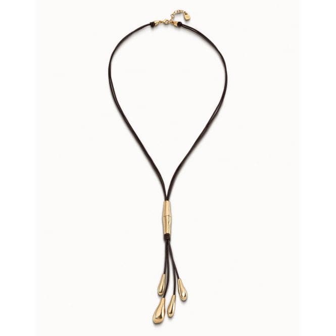 Petals Golden Leather NecklaceUNOde50COL1748MARORO0U