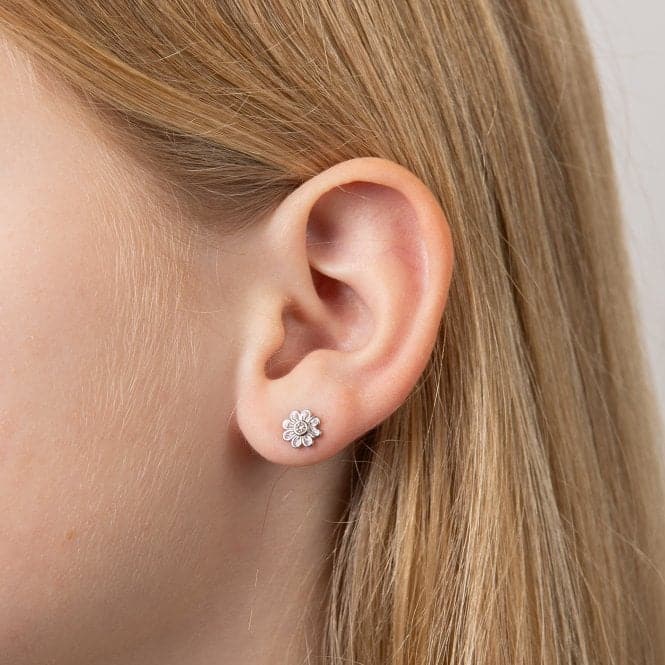 Pink Flower Stud Earrings with Diamond E6432D for DiamondE6432