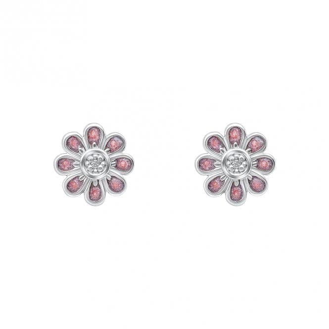 Pink Flower Stud Earrings with Diamond E6432D for DiamondE6432