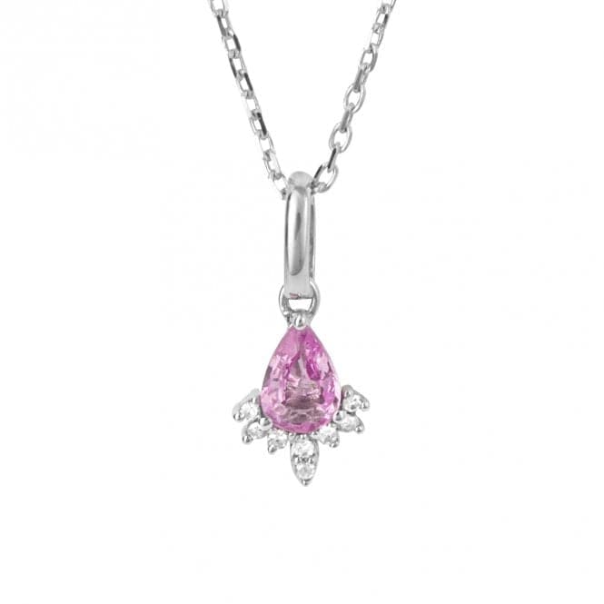 Pink Sapphire Teardrop Diamond 9ct White Gold Pendant GP1010PElements GoldGP1010P