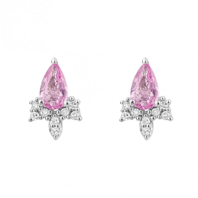 Pink Sapphire Teardrop Diamond 9ct White Gold Stud Earrings GE1024PElements GoldGE1024P