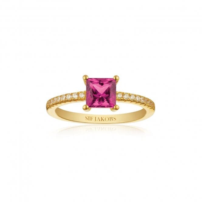 Pink Zirconia Ellera Quadrato Ring SJ - R42280 - PKCZ - YGSif JakobsSJ - R42280 - PKCZ - YG - 50