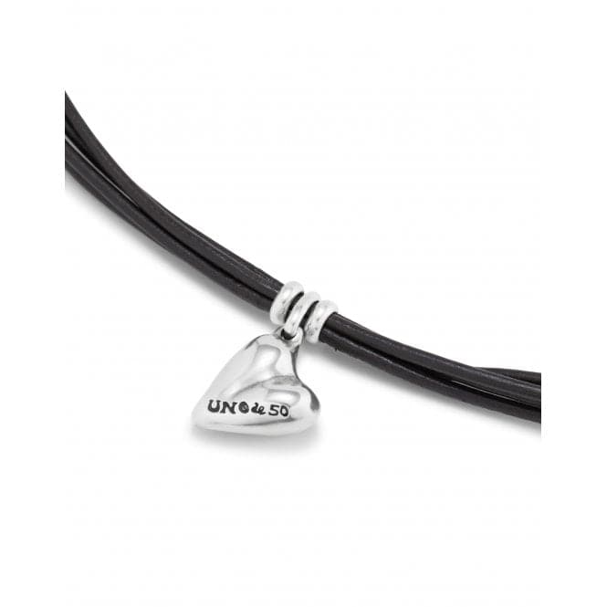 Pretty Love Leather Small Silver Plated Heart Bracelet PUL2403MARMTLUNOde50PUL2403MARMTL