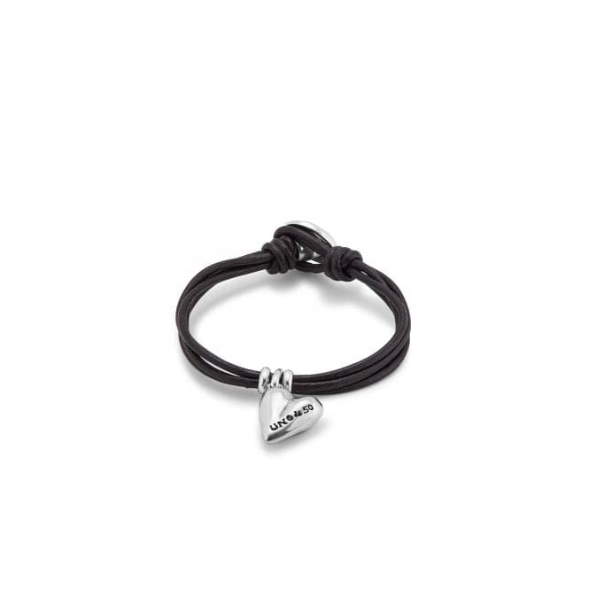 Pretty Love Leather Small Silver Plated Heart Bracelet PUL2403MARMTLUNOde50PUL2403MARMTL