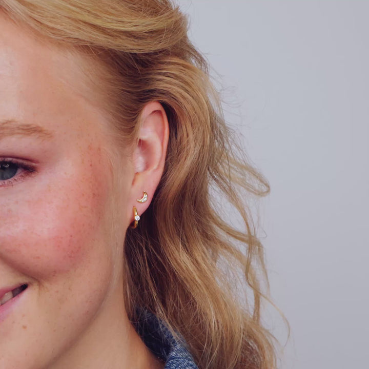 18k Gold Plated White Zirconia Sarzana Uno Creolo Earrings SJ-E2632-CZ-YG