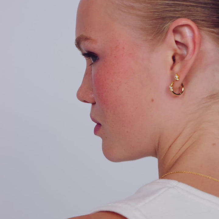 18k Gold Plated White Zirconia Astri Creolo Earrings SJ-E2704-CZ-YG