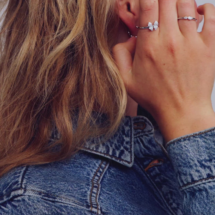 Sterling Silver White Zirconia Farfalla Ring SJ-R2700-CZ