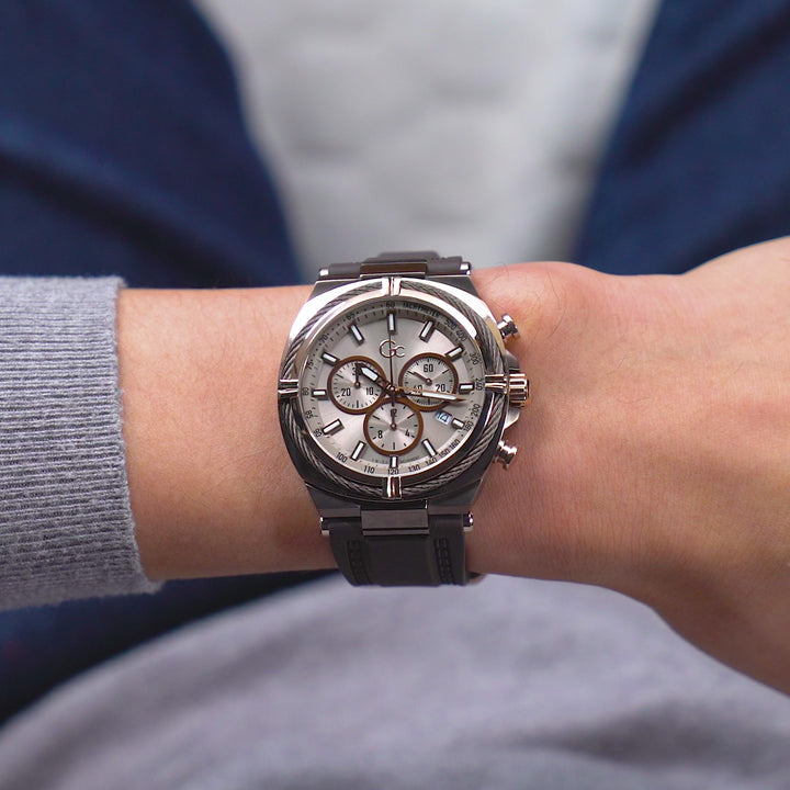 GC Sportchic Mens Brown & Rose Gold Tone Watch Z32004G1MF