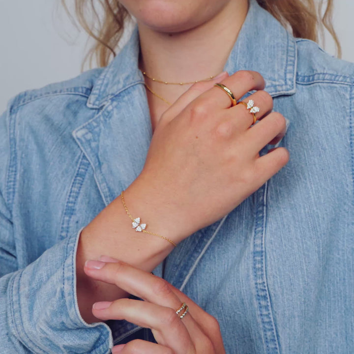 18K Gold Plated White Zirconia Sarzana Ring SJ-R2750-CZ-YG