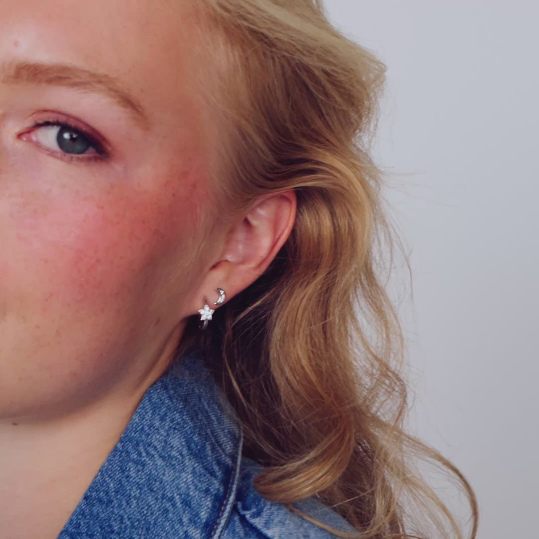 Sterling Silver White Zirconia Astri Creolo Earrings SJ-E2704-CZ