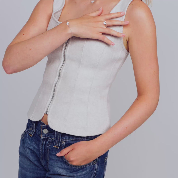 Sterling Silver White Zirconia Farfalla Bracelet SJ-B2700-CZ