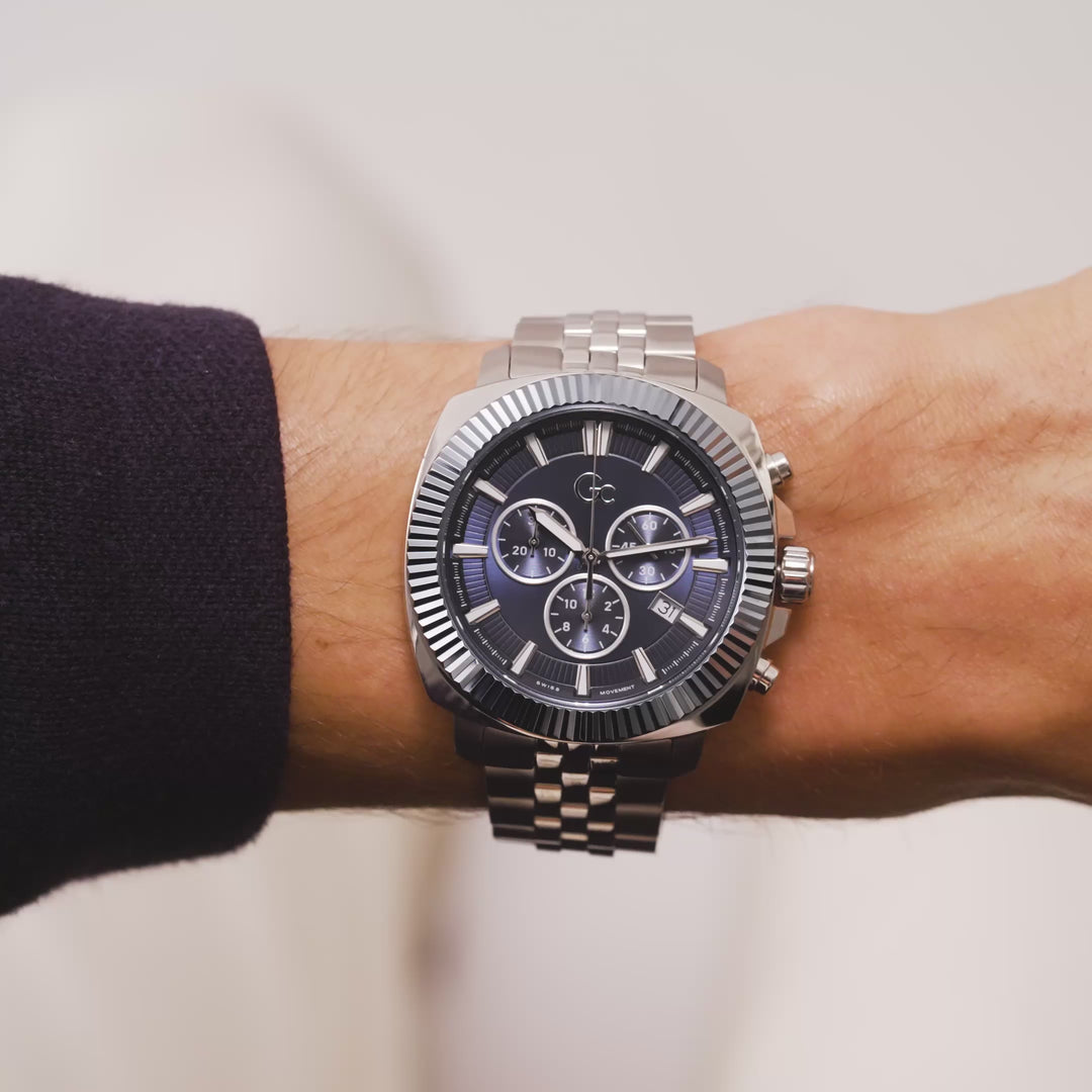 GC Dress Mens Silver & Blue Tone Watch Z46005G7MF